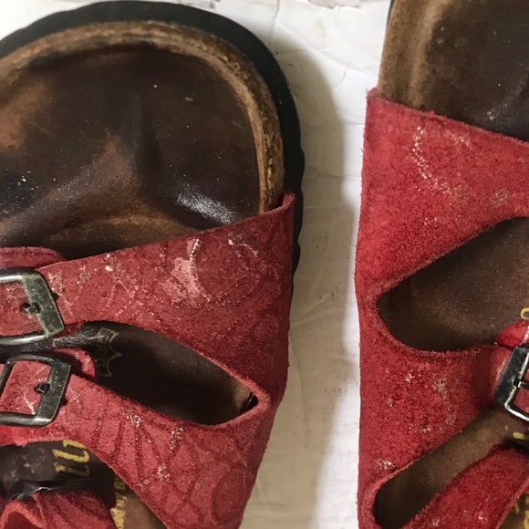 Birkenstock Papillio 3 Trap Buckle Suede Cork Eva Soles Red Sandals Slides Flats - Picture 16 of 16